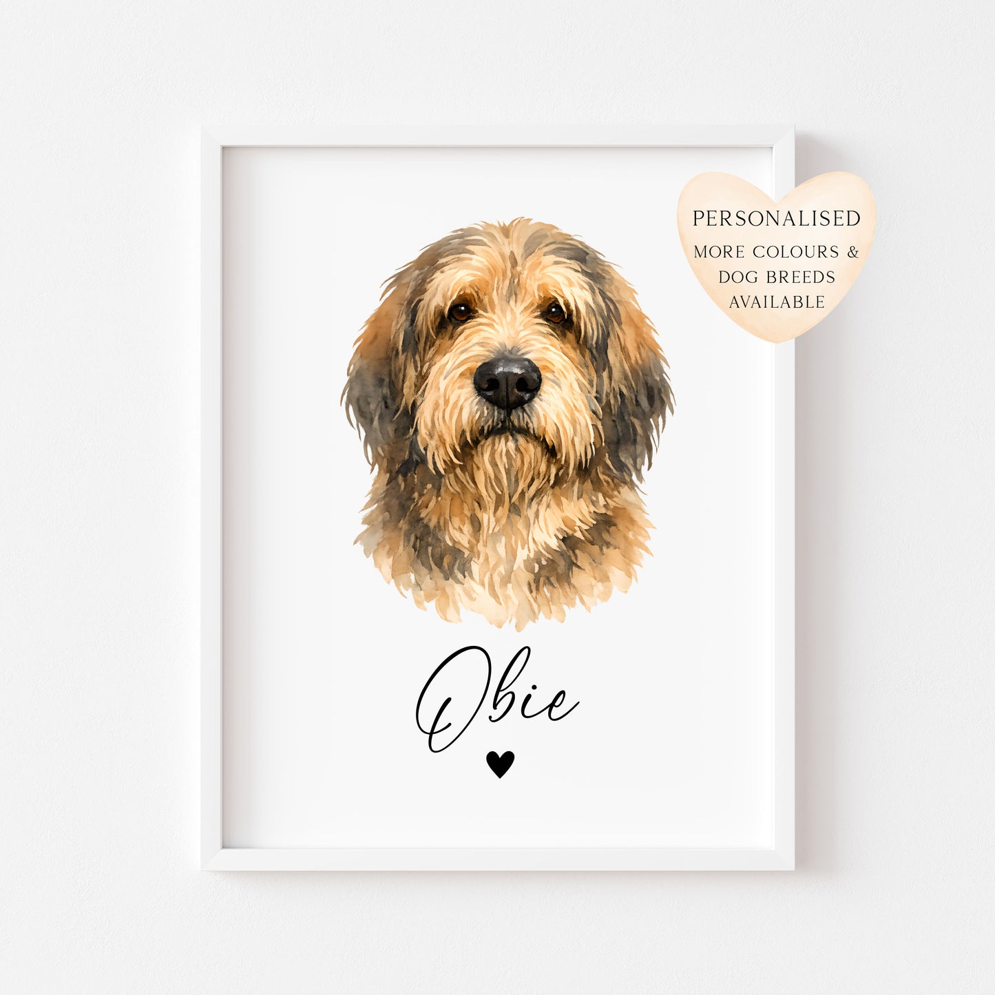 Personalised Otterhound Dog Print Custom Name Pet portrait watercolour unframed wall art