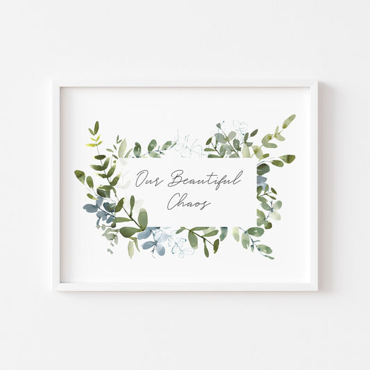 Our beautiful chaos green botanical wreath landscape home hallway unframed wall art poster print