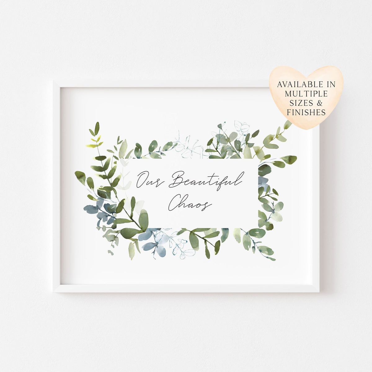 Our beautiful chaos green botanical wreath landscape home hallway unframed wall art poster print