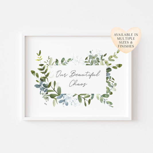 Our beautiful chaos green botanical wreath landscape home hallway unframed wall art poster print