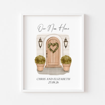 Personalised First / New Home Print front door watercolour New House Gift, Wall Art (unframed)
