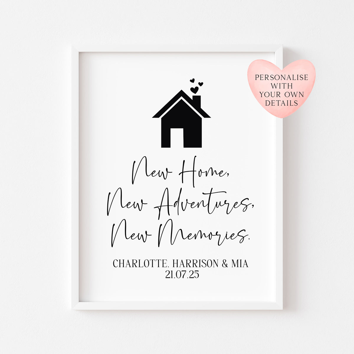 Personalised Couples Family New Home Print Adventures & Memories unframed wall art poster