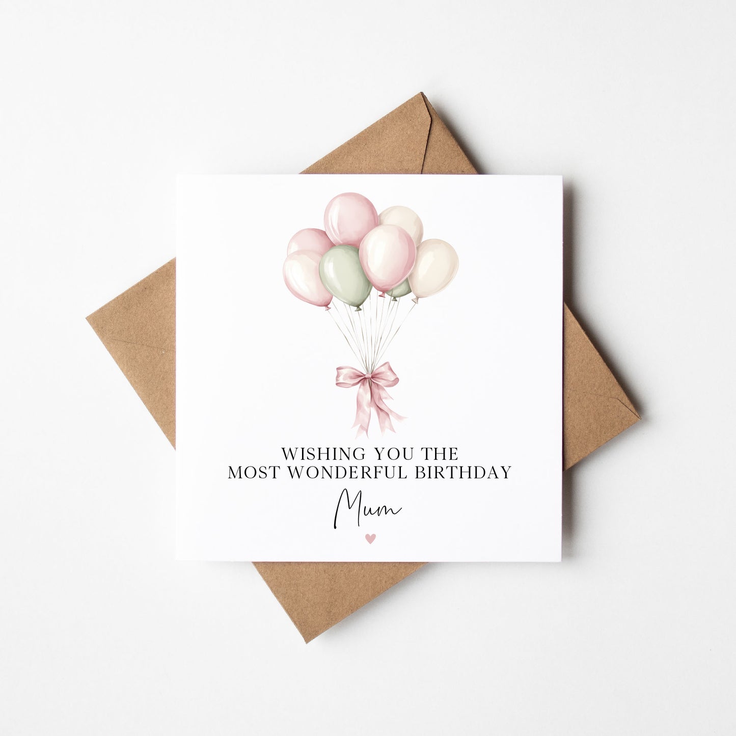 Personalised Pink Green Balloons Birthday Card for Girls, Daughter, friends with envelope