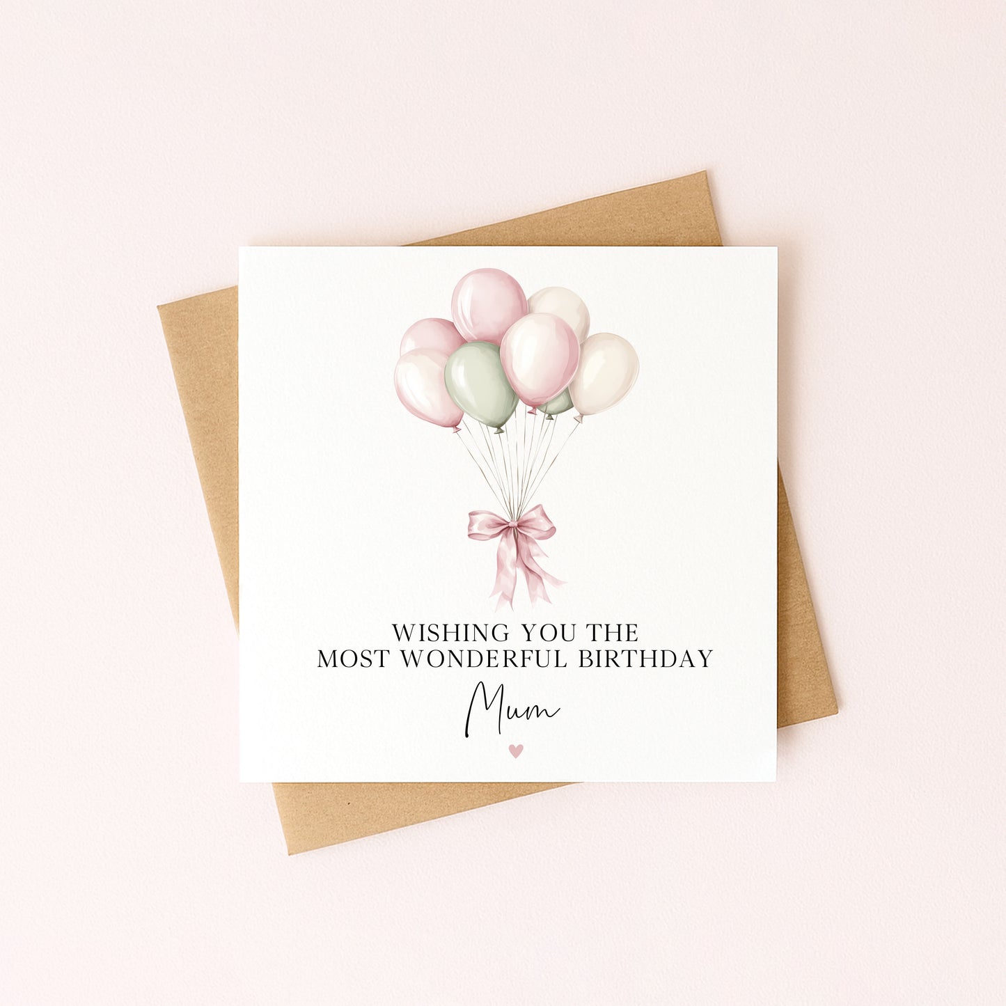 Personalised Pink Green Balloons Birthday Card for Girls, Daughter, friends with envelope