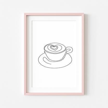 Love a latte coffee line drawing illustration kitchen/office unframed wall art poster print