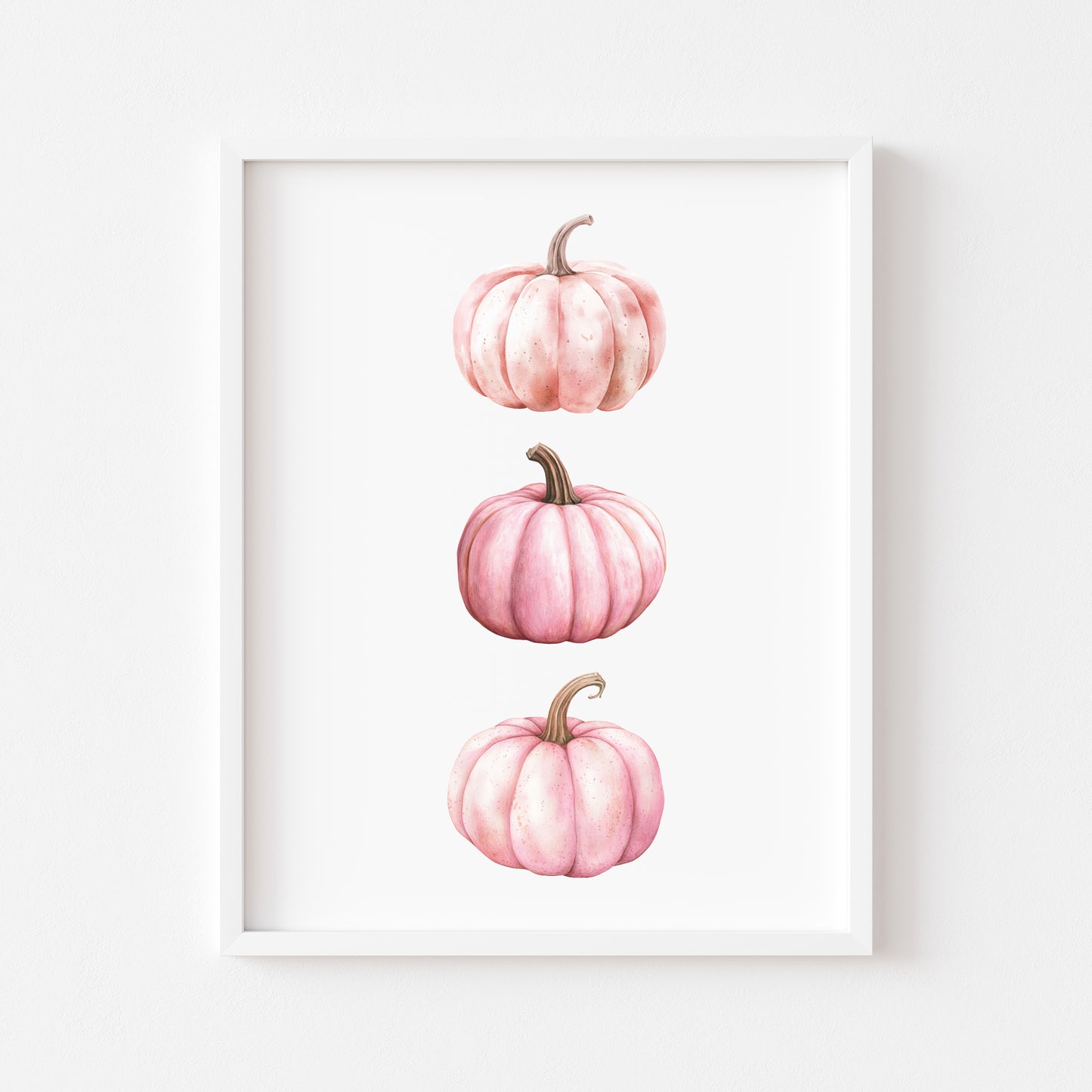 Autumn print, trio of pink seasonal fall watercolour pumpkins fall unframed print, autumn home decor, pumpkin decor, pink autumn, pink art