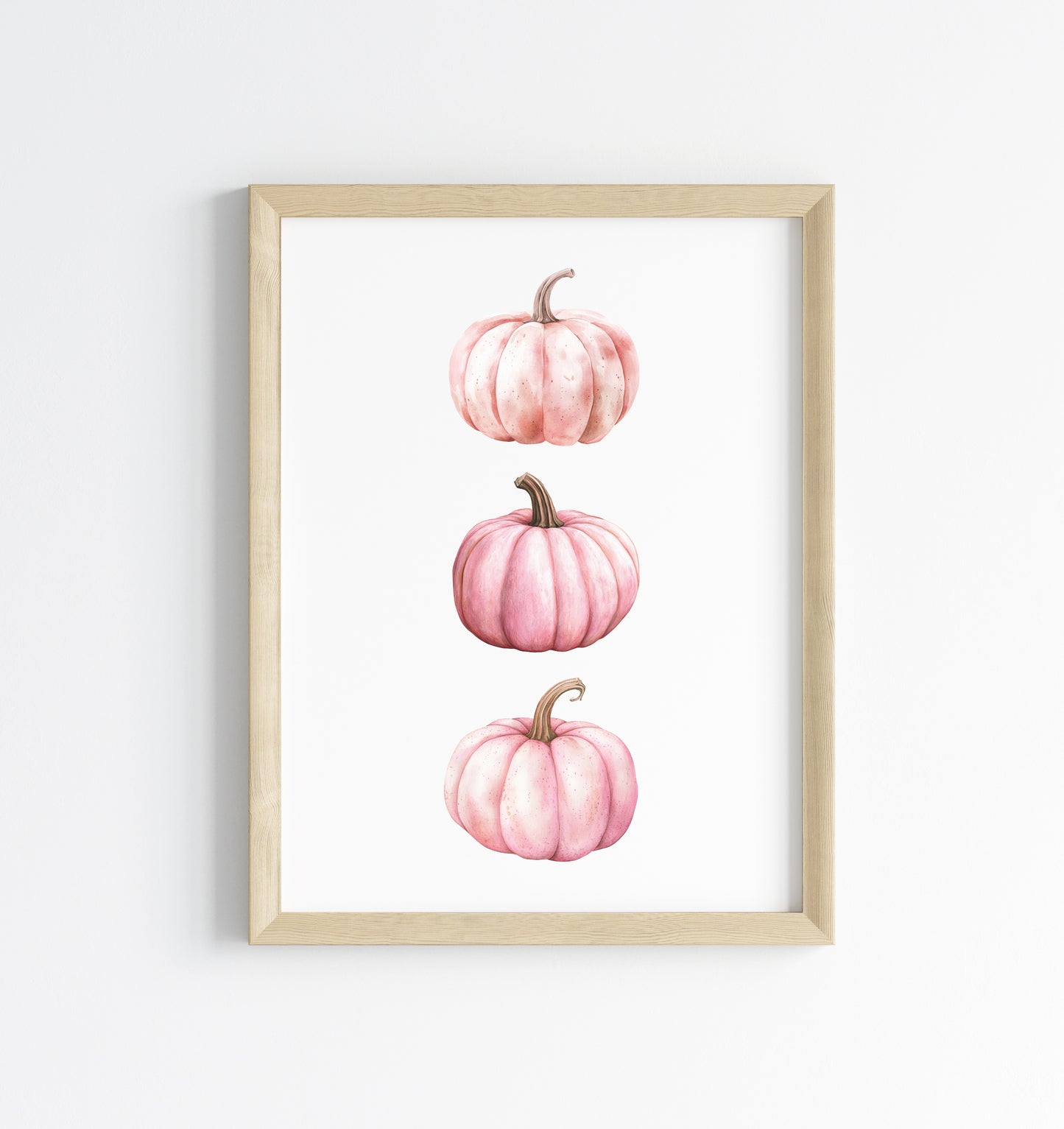 Autumn print, trio of pink seasonal fall watercolour pumpkins fall unframed print, autumn home decor, pumpkin decor, pink autumn, pink art
