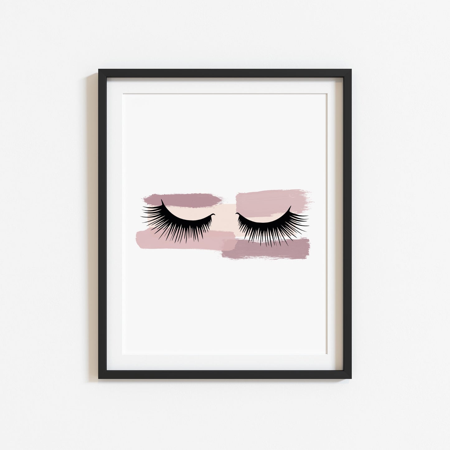 Pink smudge watercolour eyelashes portrait or landscape fashion bedroom unframed wall art poster print