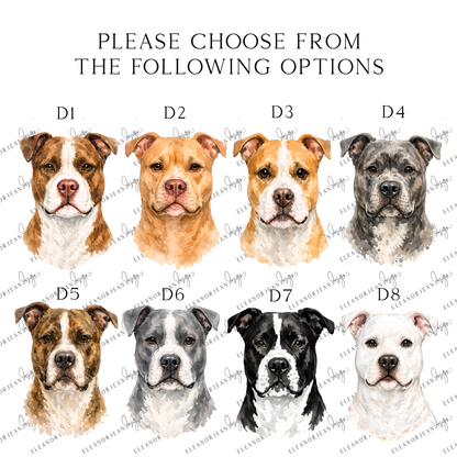 Personalised Pit bull Dog Print Custom Name Pet portrait watercolour unframed wall art poster