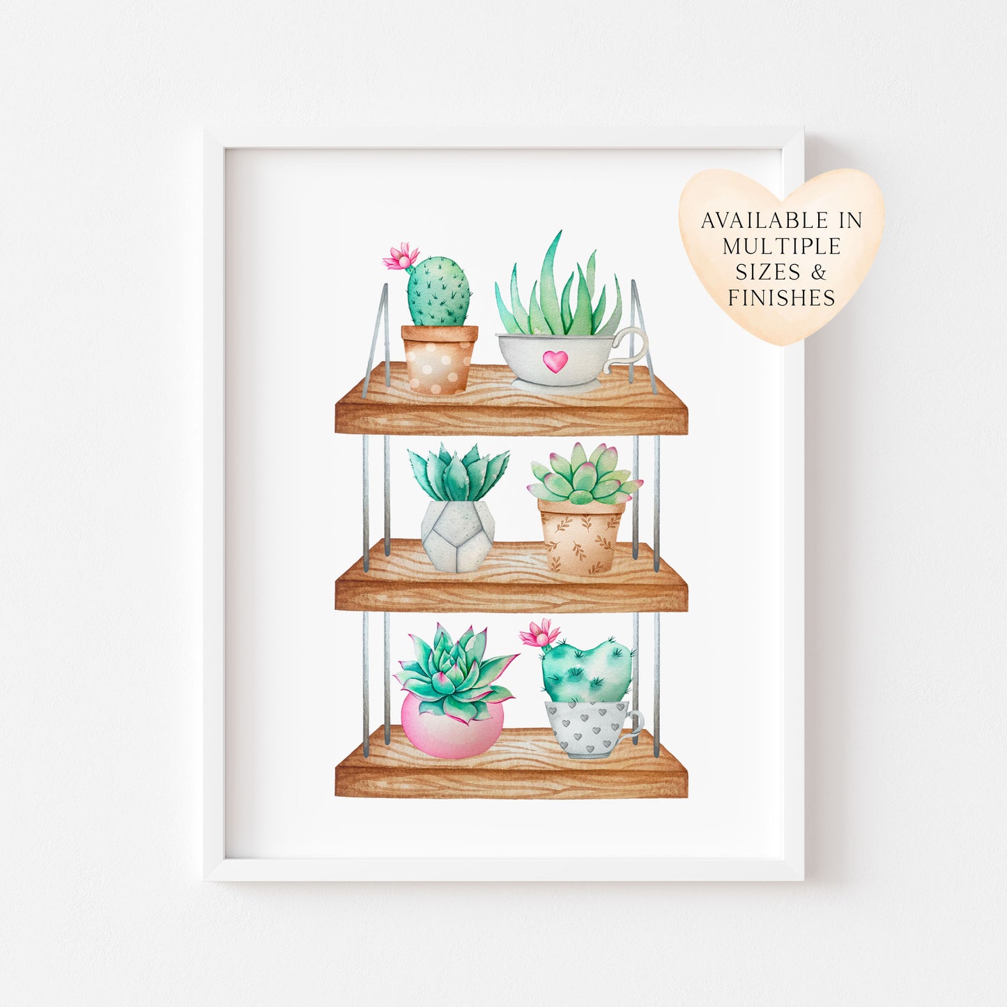 Succulent Plant shelfie print funky plants illustration unframed wall art poster print, plant decor, plant pics, plant quote home plants art