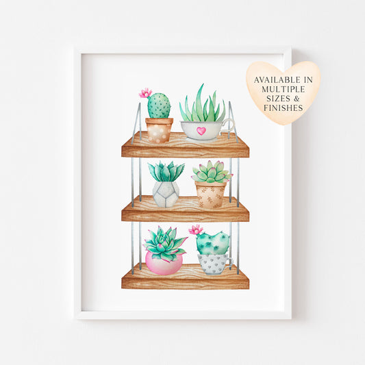 Succulent Plant shelfie print funky plants illustration unframed wall art poster print, plant decor, plant pics, plant quote home plants art