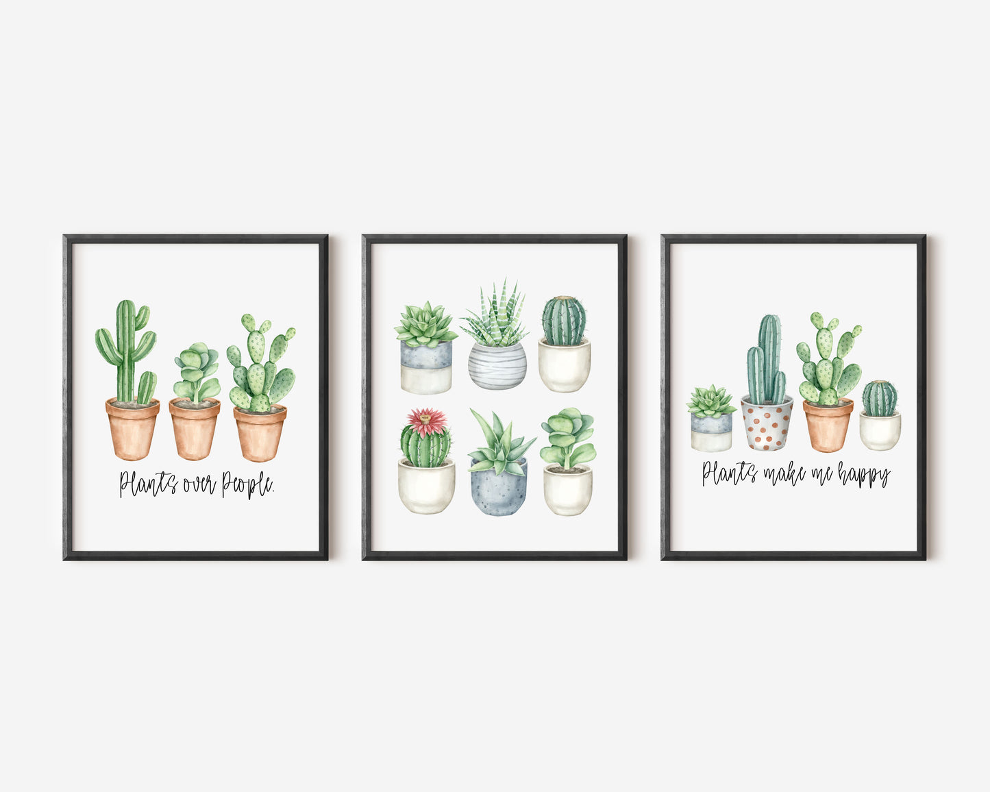 Set of 3 plant prints, plant cactus cacti plant quotes bedroom home hallway unframed wall art poster prints