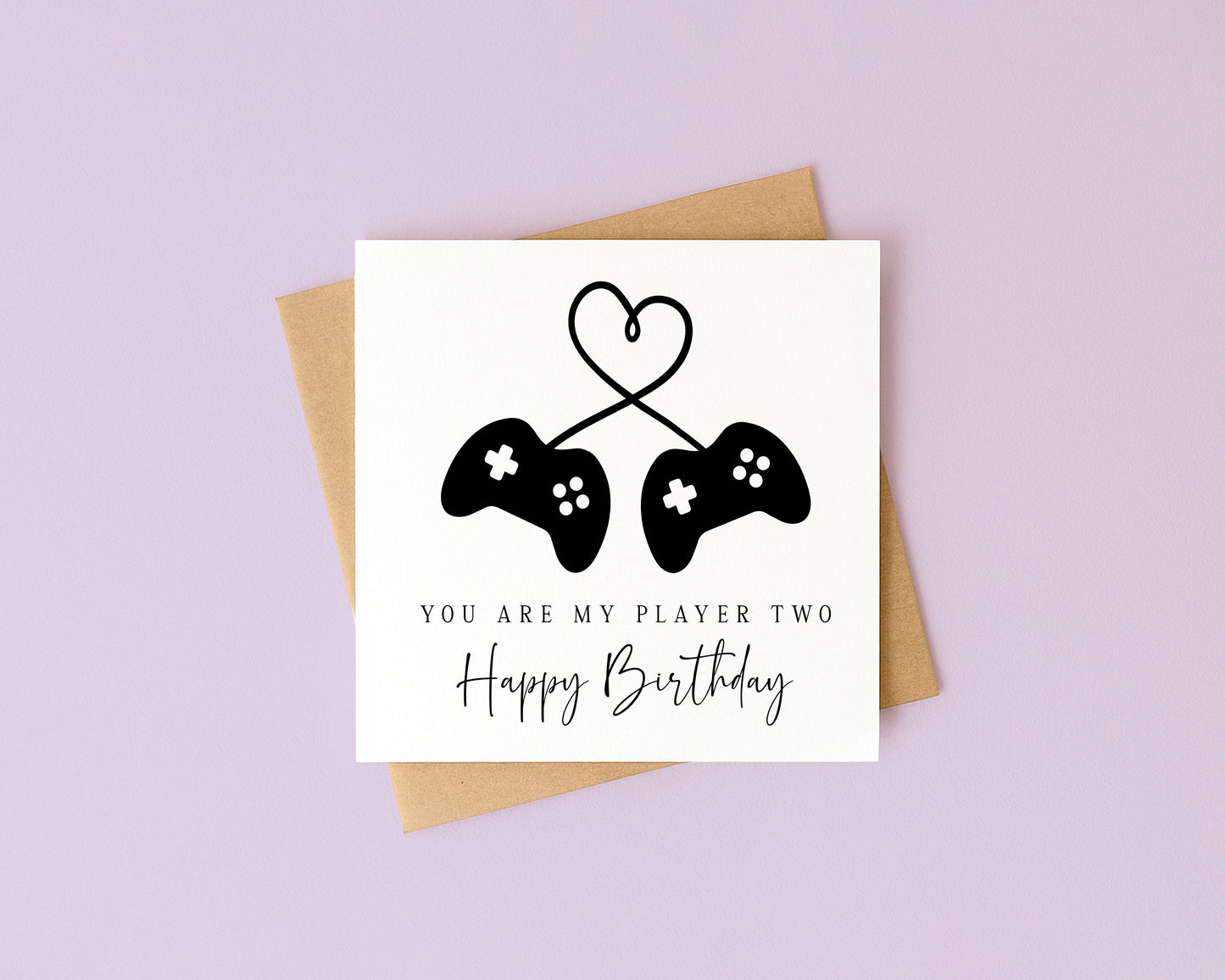 Gaming couples Birthday Card gamer you are my player two Design with Envelope