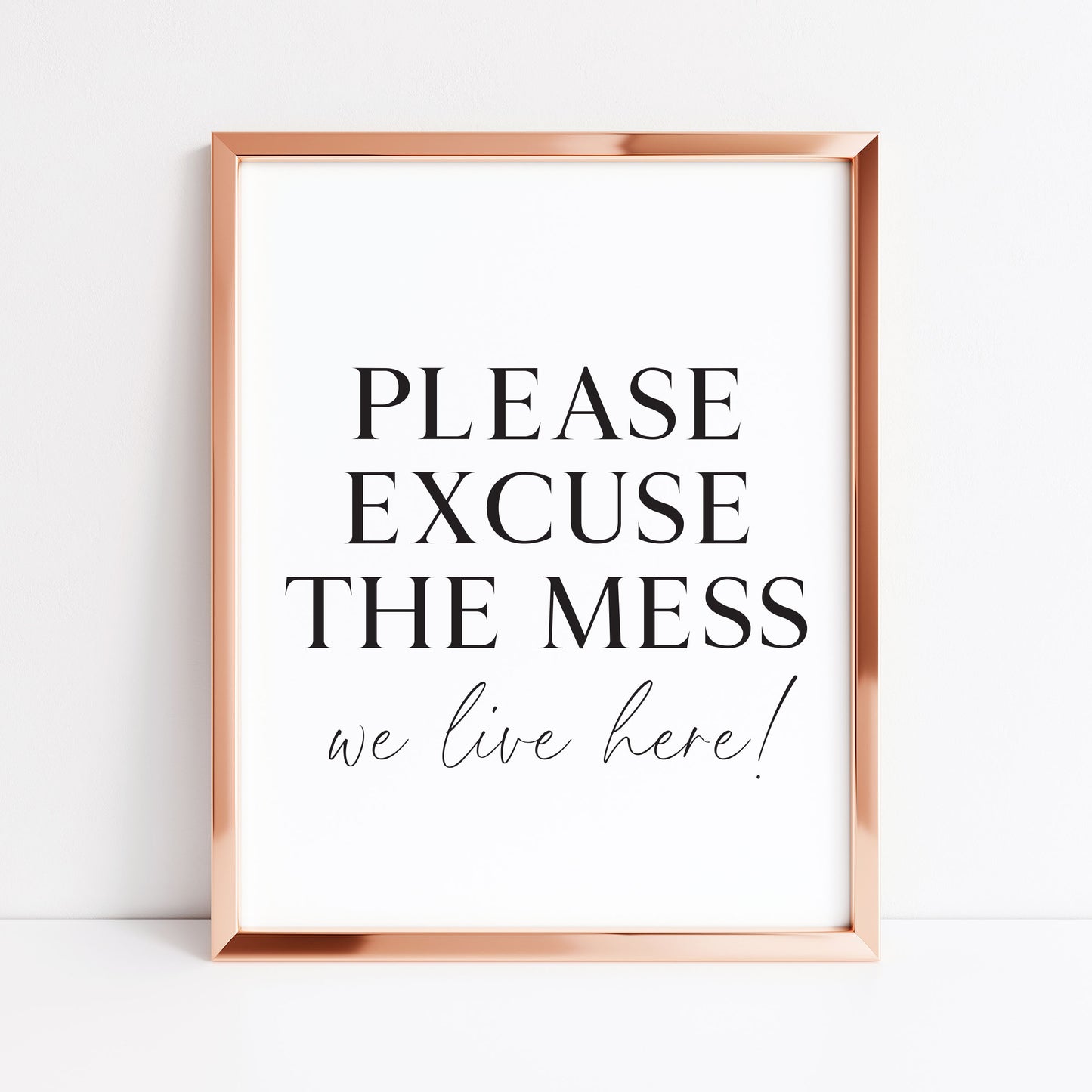 Please excuse the mess, we live here funny home sign unframed wall art poster print