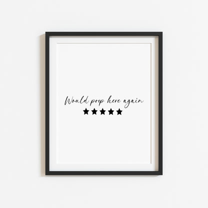 Would poop here again five stars funny bathroom toilet sign unframed wall art poster print