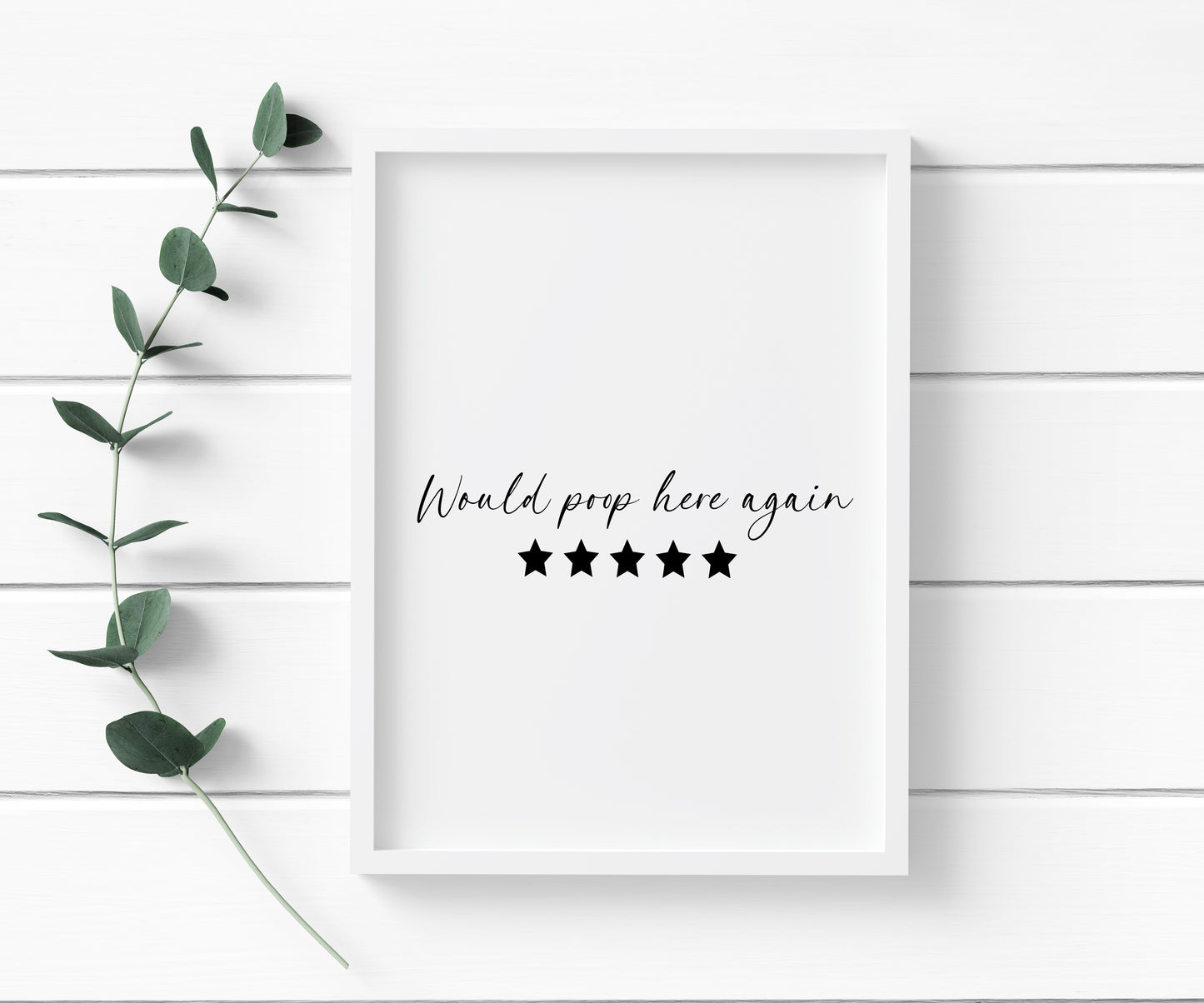 Would poop here again five stars funny bathroom toilet sign unframed wall art poster print