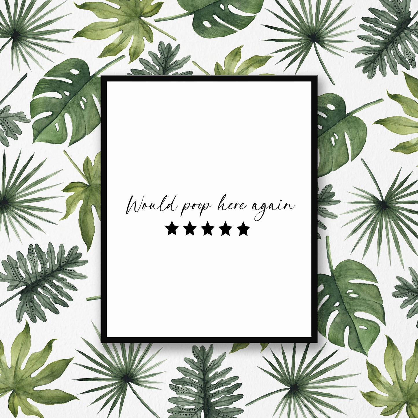 Would poop here again five stars funny bathroom toilet sign unframed wall art poster print