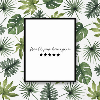 Would poop here again five stars funny bathroom toilet sign unframed wall art poster print