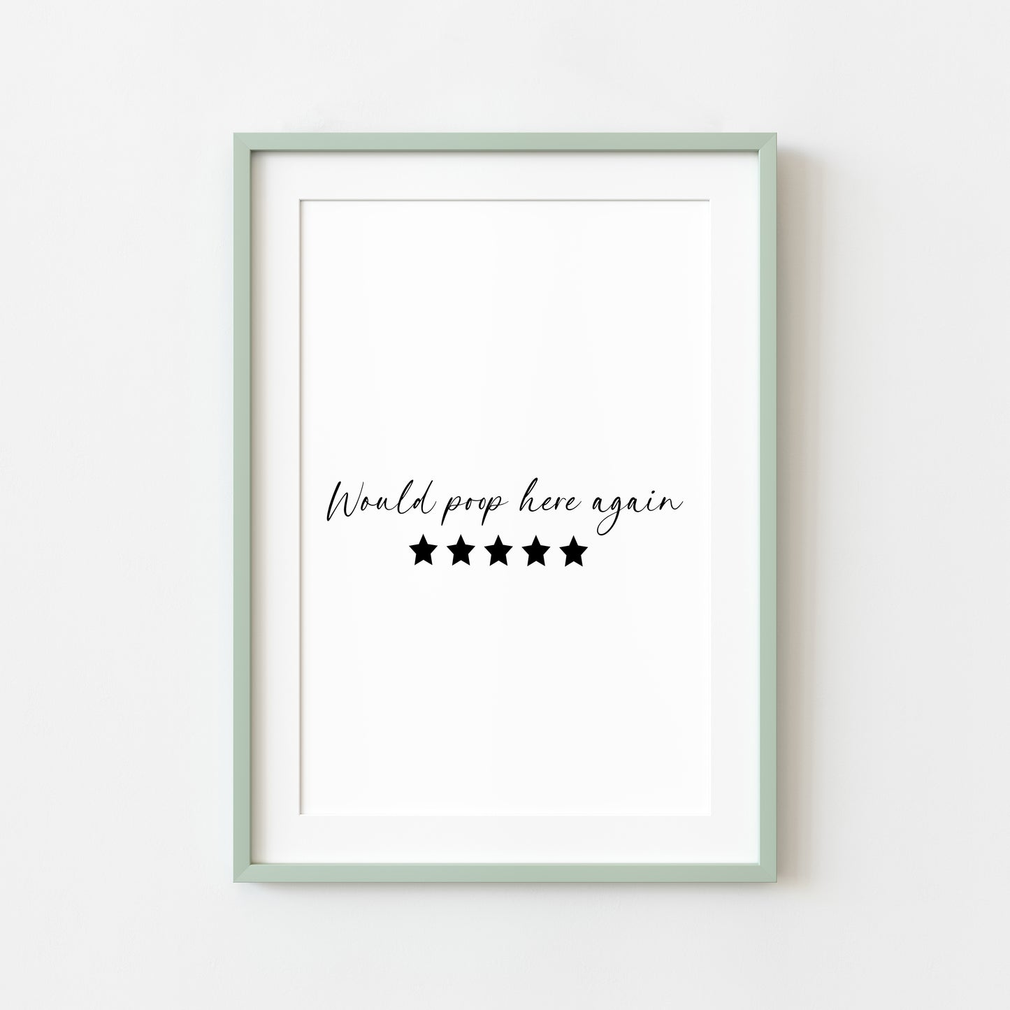 Would poop here again five stars funny bathroom toilet sign unframed wall art poster print