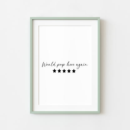 Would poop here again five stars funny bathroom toilet sign unframed wall art poster print