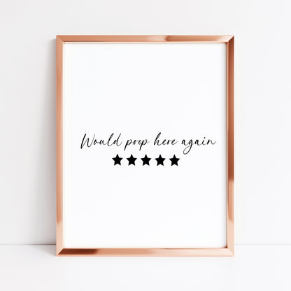 Would poop here again five stars funny bathroom toilet sign unframed wall art poster print