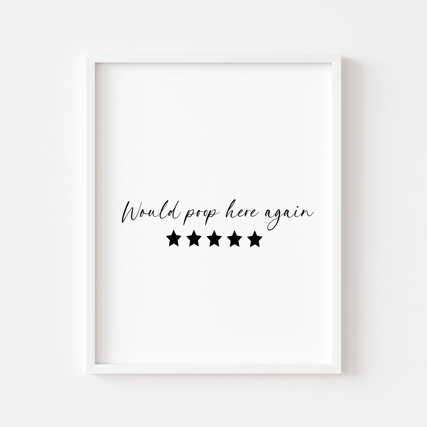 Would poop here again five stars funny bathroom toilet sign unframed wall art poster print