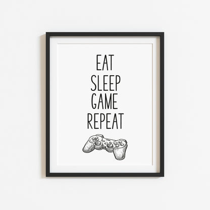 Eat sleep game PS4 illustration style unframed wall art poster print