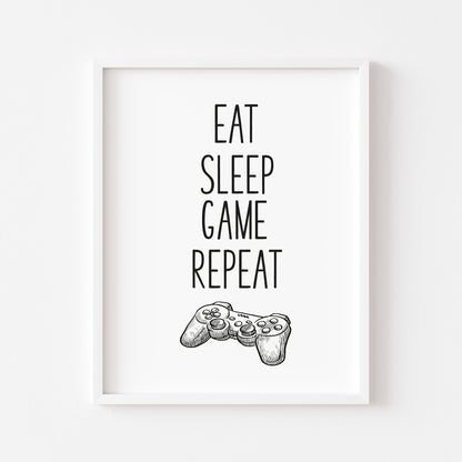 Eat sleep game PS4 illustration style unframed wall art poster print