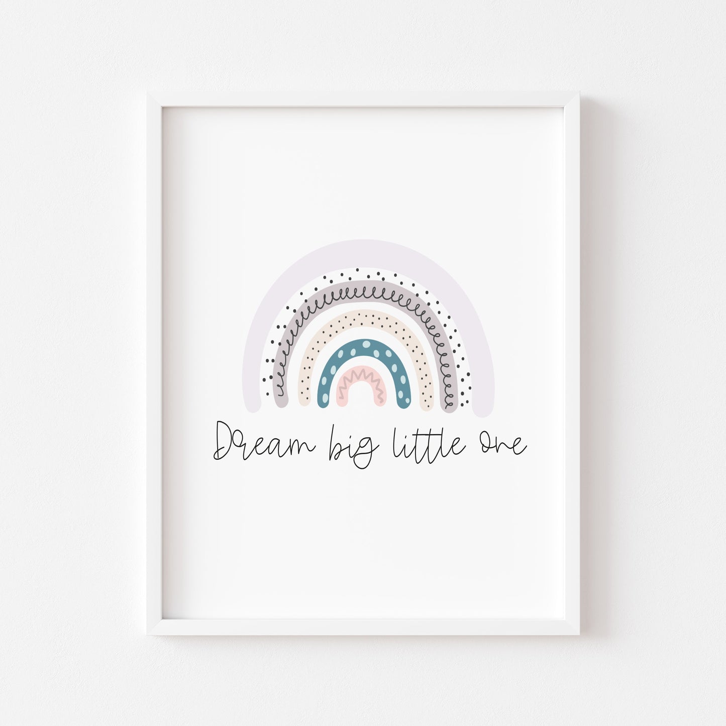 Dream big little one purple and blue rainbow watercolour unframed print