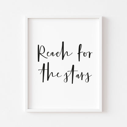 Reach for the stars kids, nursery playroom unframed wall art poster print