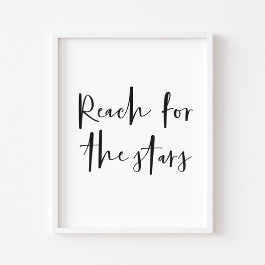Reach for the stars kids, nursery playroom unframed wall art poster print