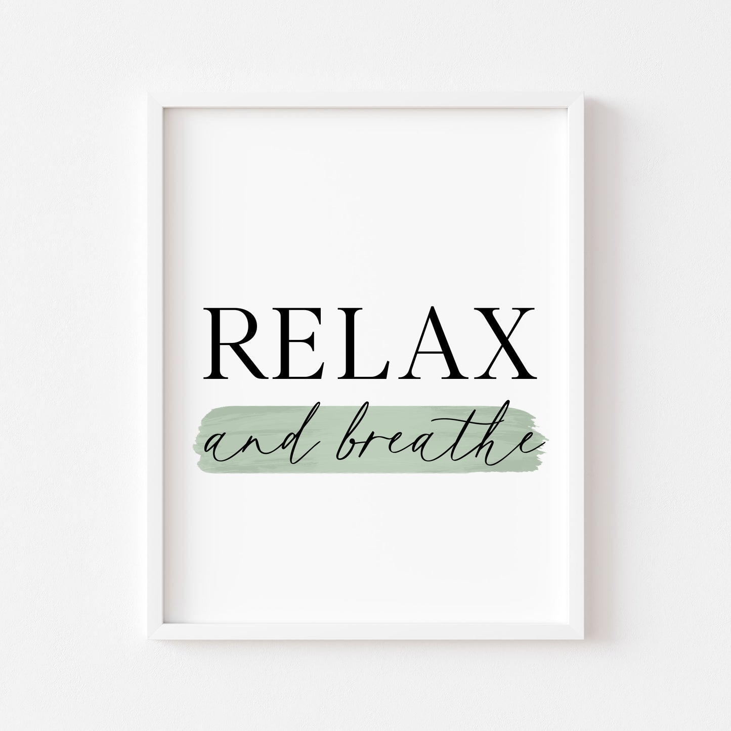 Bathroom print relax and breathe green watercolour, bathroom wash room unframed wall art poster print, bathroom signs, bathroom accessories, bathroom pictures, art signs