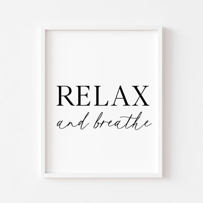 Bathroom print relax and breathe, bathroom wash room unframed wall art poster print, bathroom signs, bathroom accessories, bathroom pictures, art signs