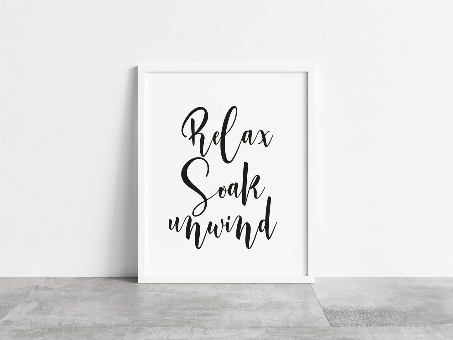 Bathroom print, relax soak unwind bathroom wash room unframed wall art poster print