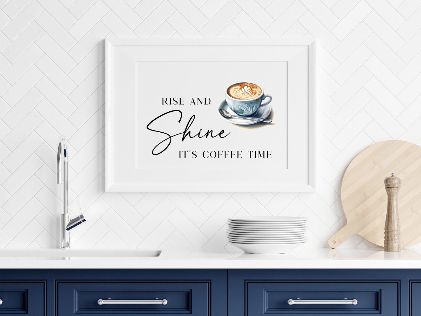 Rise & Shine it's coffee time kitchen home coffee loving landscape unframed wall art poster print