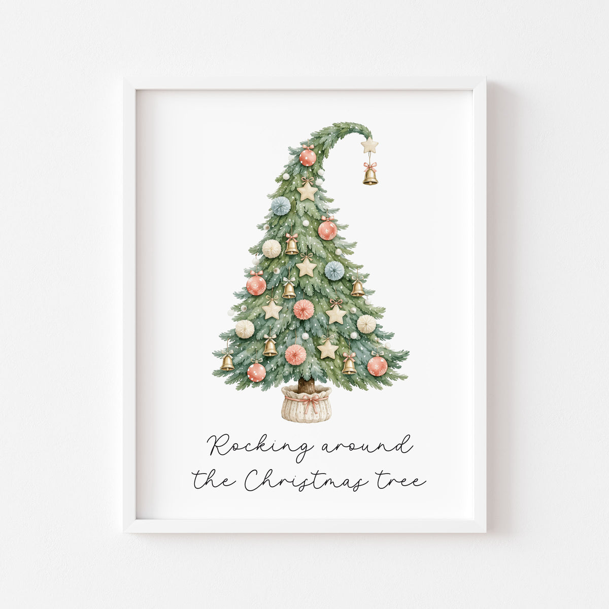 Christmas Tree Print Watercolour xmas seasonal holiday Wall Art (Unframed)