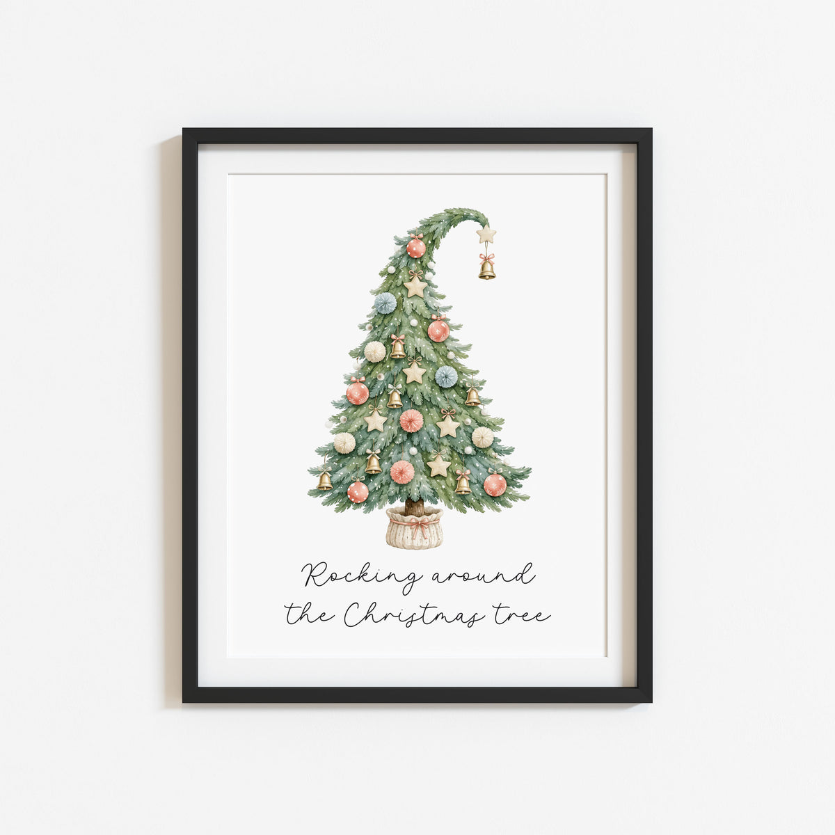 Christmas Tree Print Watercolour xmas seasonal holiday Wall Art (Unframed)
