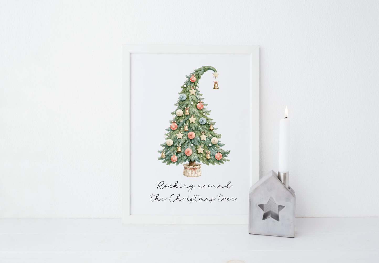 Christmas Tree Print Watercolour xmas seasonal holiday Wall Art (Unframed)