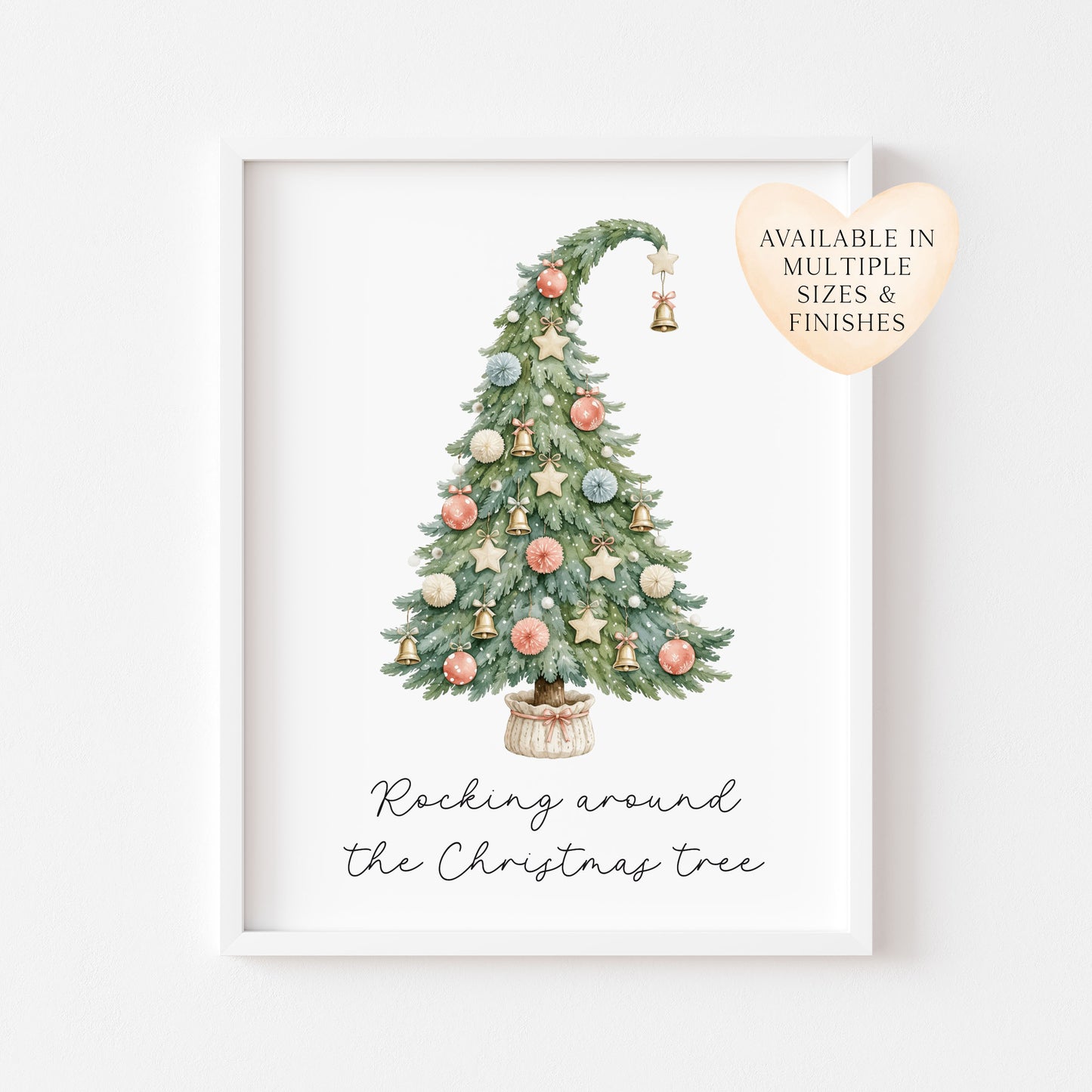 Christmas Tree Print Watercolour xmas seasonal holiday Wall Art (Unframed)