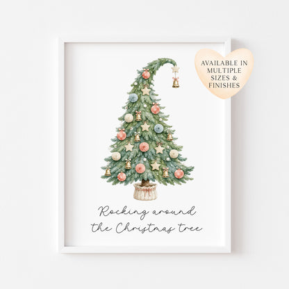 Christmas Tree Print Watercolour xmas seasonal holiday Wall Art (Unframed)