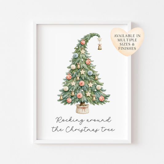 Christmas Tree Print Watercolour xmas seasonal holiday Wall Art (Unframed)
