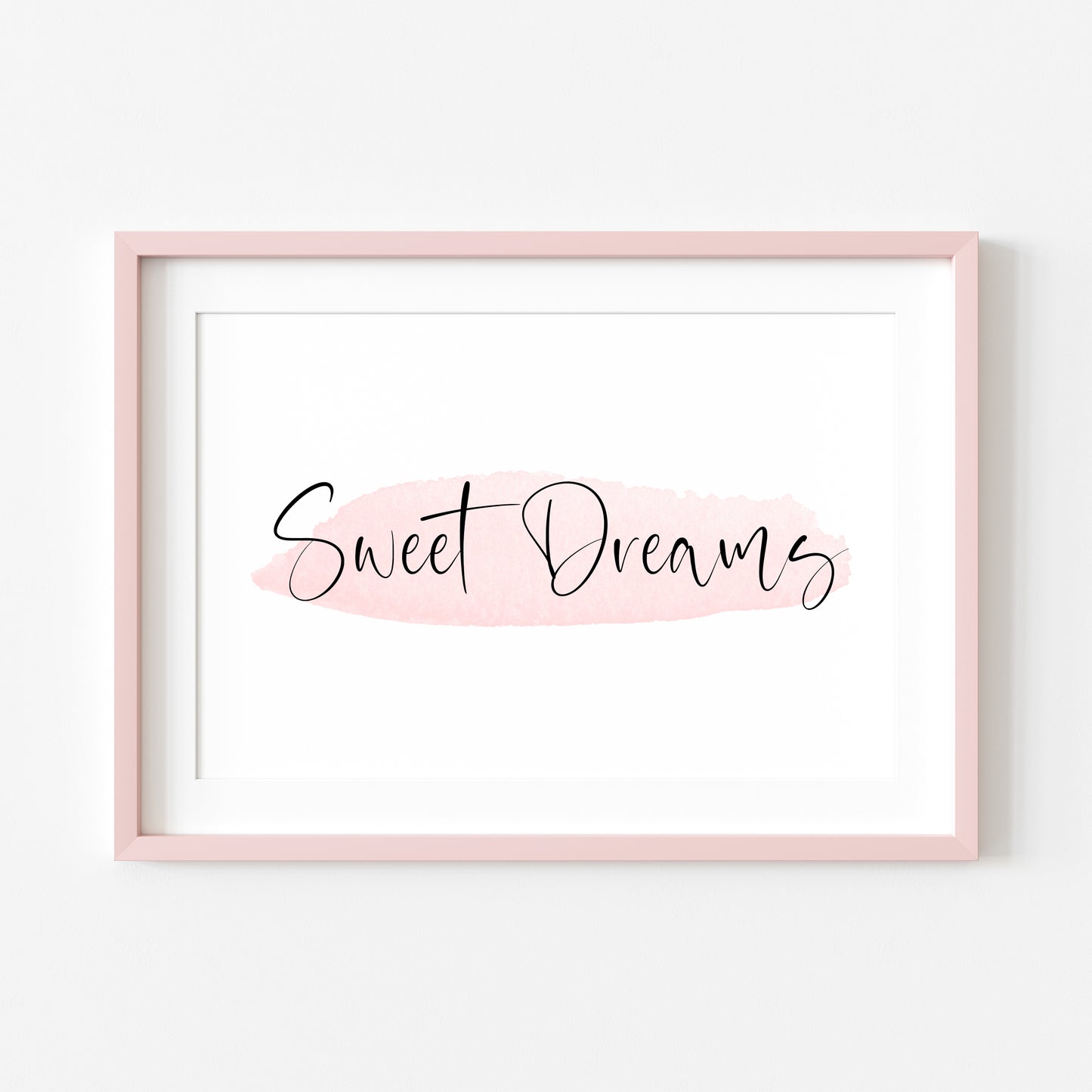 Sweet dreams pink watercolour bedroom home landscape unframed wall art poster print