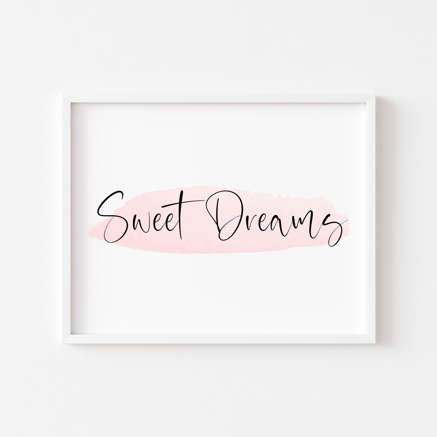 Sweet dreams pink watercolour bedroom home landscape unframed wall art poster print