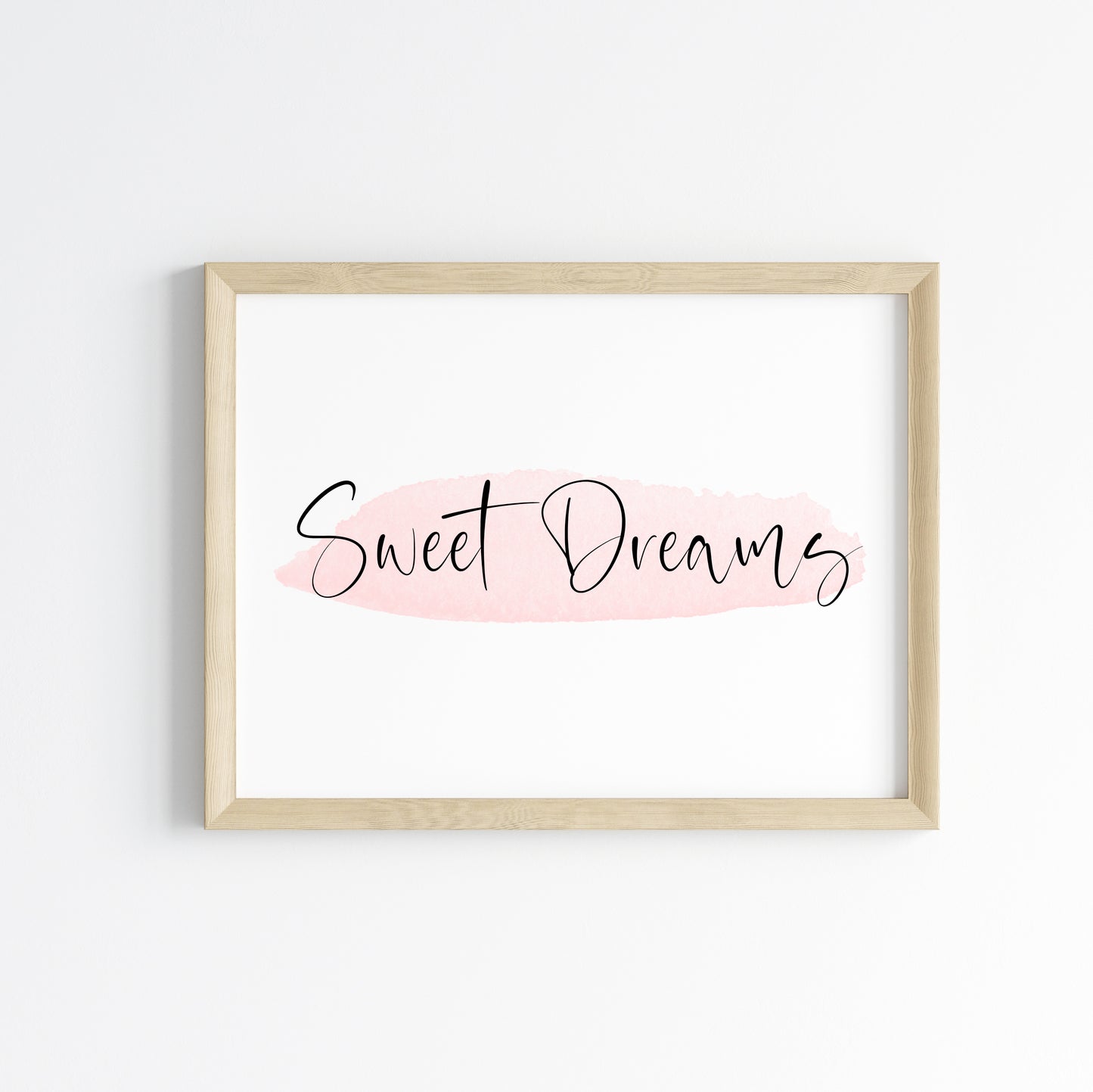 Sweet dreams pink watercolour bedroom home landscape unframed wall art poster print