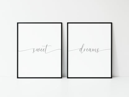 Sweet dreams set of 2 bedroom simplistic home borderless unframed wall art poster prints