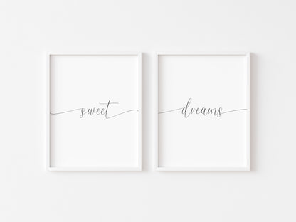 Sweet dreams set of 2 bedroom simplistic home borderless unframed wall art poster prints