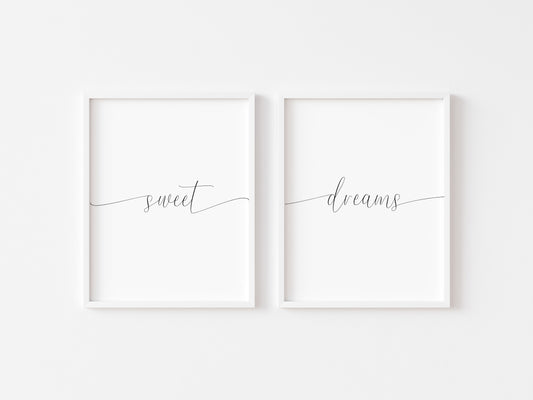 Sweet dreams set of 2 bedroom simplistic home borderless unframed wall art poster prints