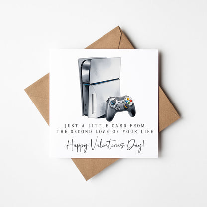 Valentines card, funny gaming console couples happy Valentines day with Envelope