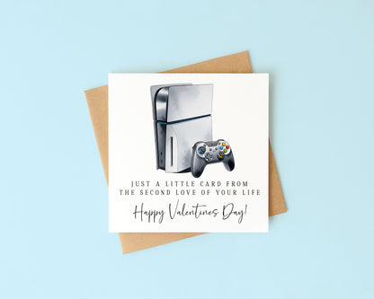 Valentines card, funny gaming console couples happy Valentines day with Envelope
