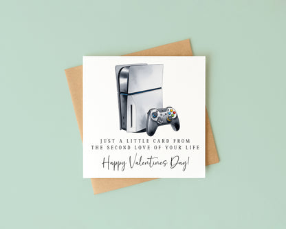 Valentines card, funny gaming console couples happy Valentines day with Envelope